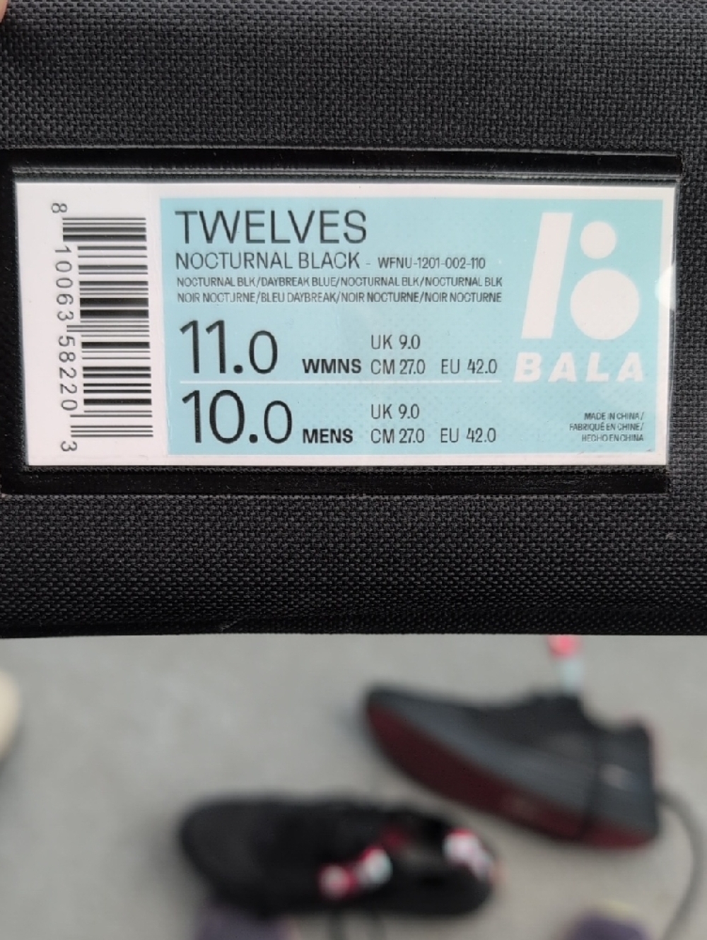 Bala Twelves Nocturnal Black Sneakers, Womens 11, Mens 10, EU 42, Like New - Picture 2 of 7